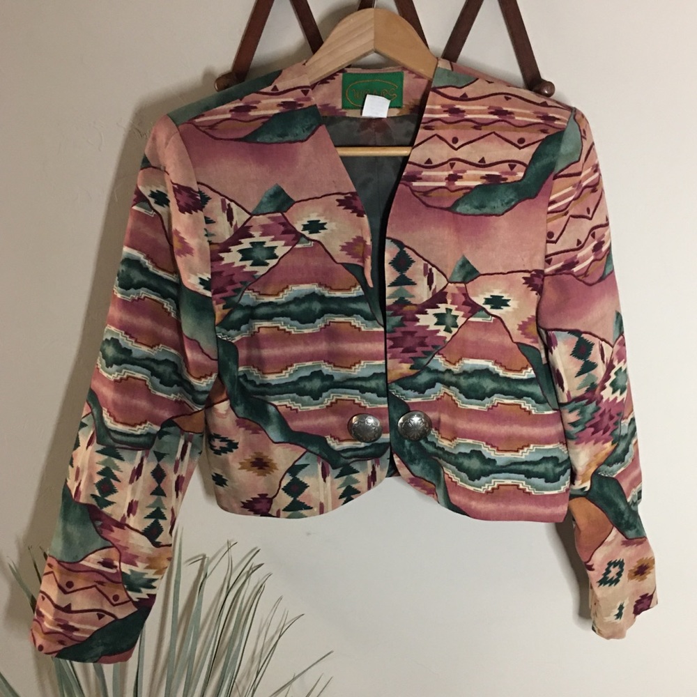Vintage southwestern pastel crop blazer jacket